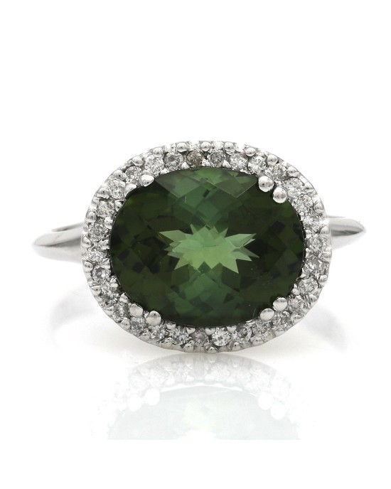 Green Tourmaline and Diamond Hale Fashion Ring